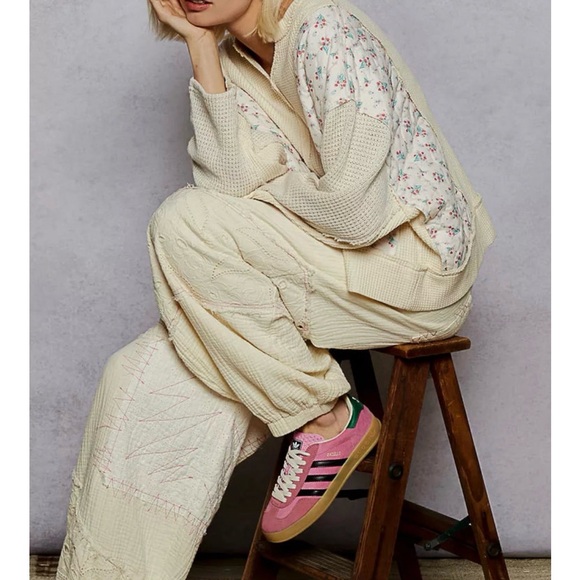 POL mix thermal floral pattern quilted knit crop top NEW size small boho - Picture 4 of 8